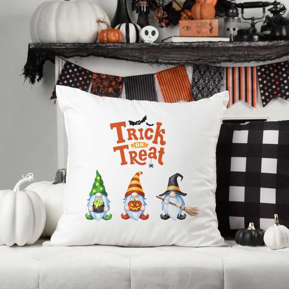 Trick or Treat Gnomes—18x18 Pillow Cover