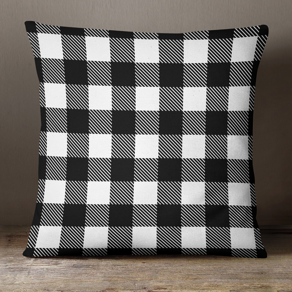 Black and White Plaid—18x18 Pillow Cover