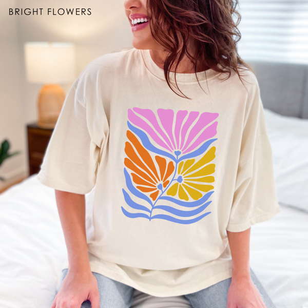 Bright Flowers Tee | Floral Shirt | Ivory Cream Comfort Colors