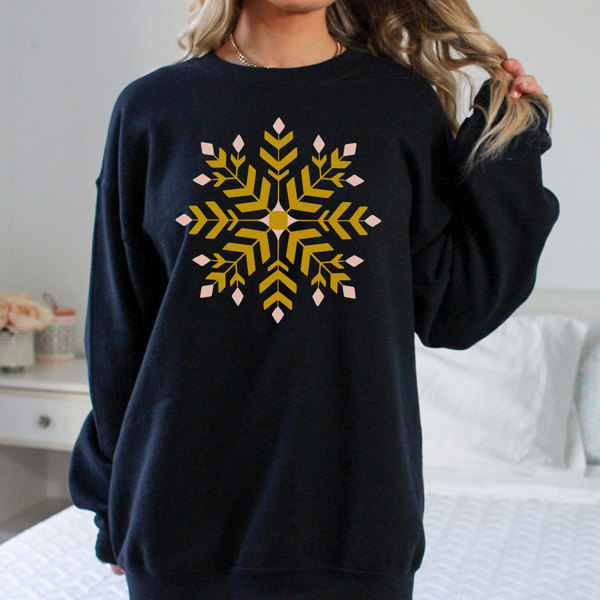 GOLD SNOWFLAKE SWEATSHIRT | WINTER CREWNECK | HOLIDAY | CHRISTMAS SWEATSHIRT