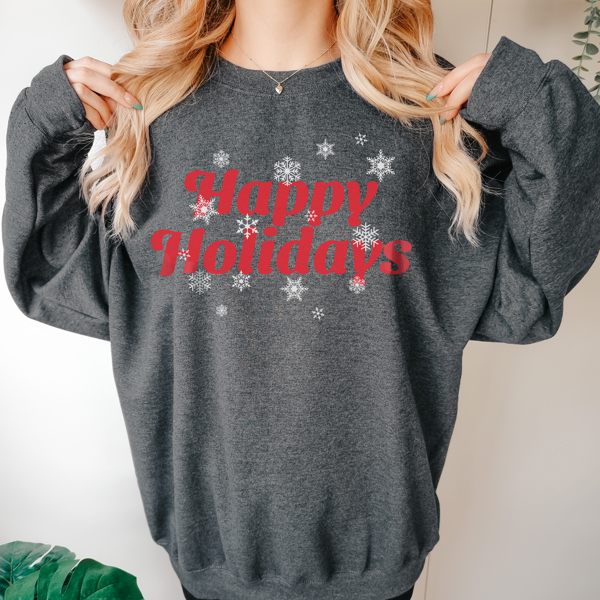 Happy Holidays Snowflake Sweatshirt | Christmas Crewneck | Winter | Matching Family