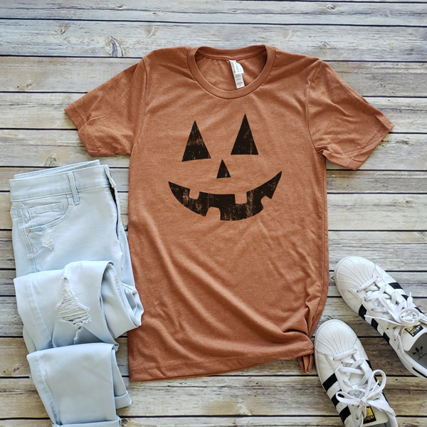 Jack O' Lantern Tee | Halloween Shirt | Holiday T-shirt | Pumpkin | Orange | Bella | Costume