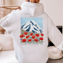  Mountain Poppies Hoodie | Outdoor Sweatshirt | Floral | Flower | Red | Landscape 