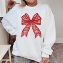  Lace Bow Sweatshirt | Red Bow Crewneck | Christmas | Valentine's Day | Everyday | Holiday