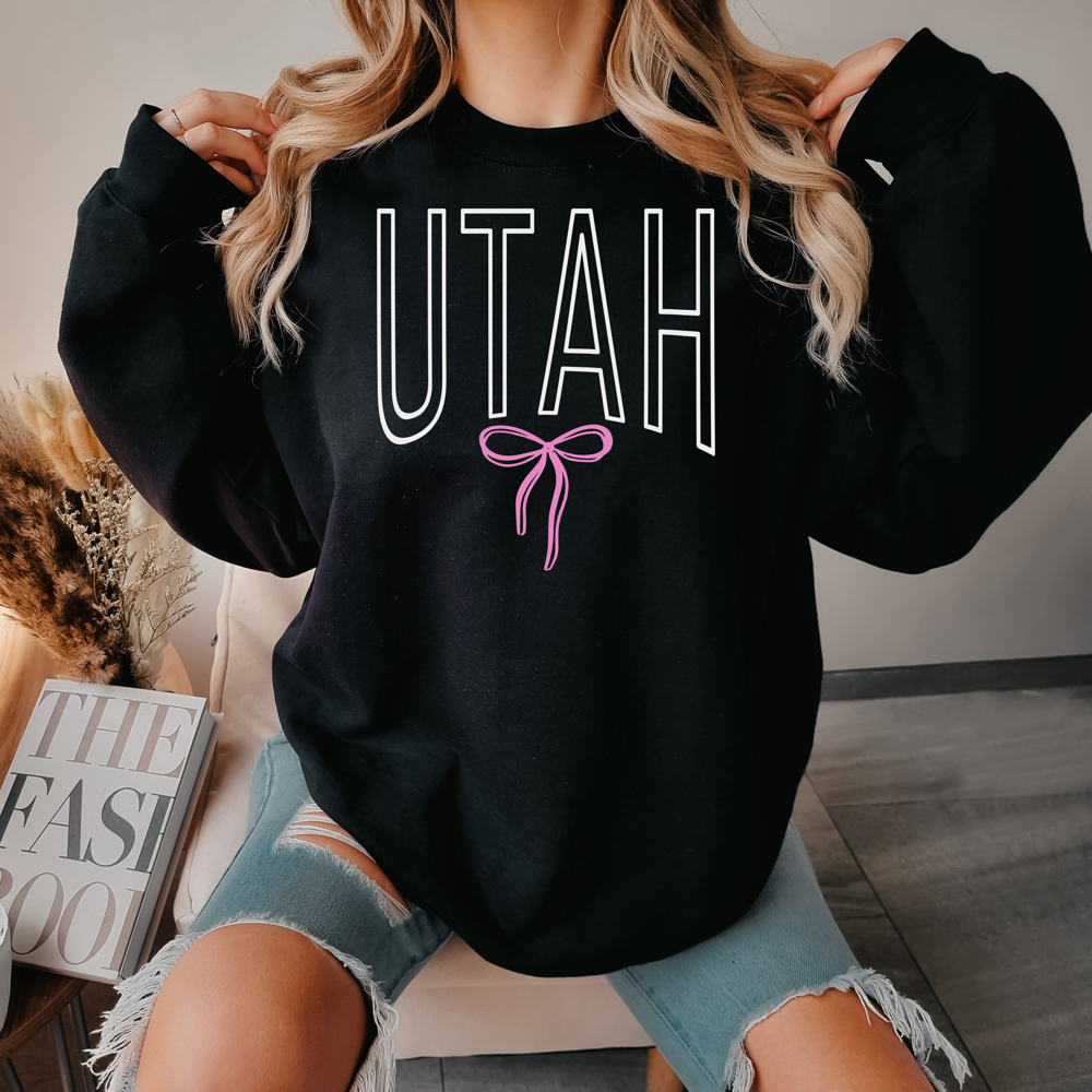 Utah Bow Crewneck | State Sweatshirt | Bow Design | Black