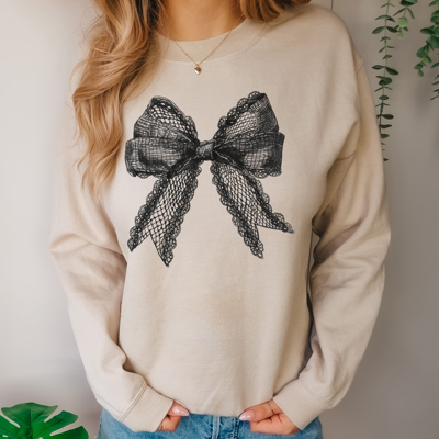 Black Lace Bow Sweatshirt | Bow Crewneck | Everyday