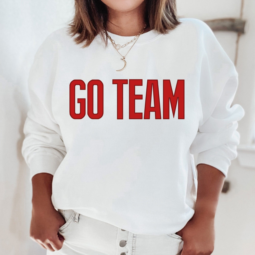 Red Go Team Sweatshirt | Sports Crewneck | Team Colors | Team Spirit