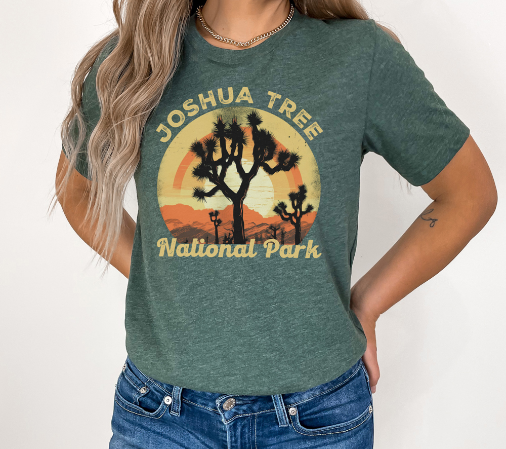 Joshua Tree National Park Tee | Outdoor Shirt | Desert T-shirt | Landscape | Bella | Forest Green