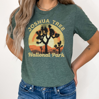 Joshua Tree National Park Tee | Outdoor Shirt | Desert T-shirt | Landscape | Bella | Forest Green