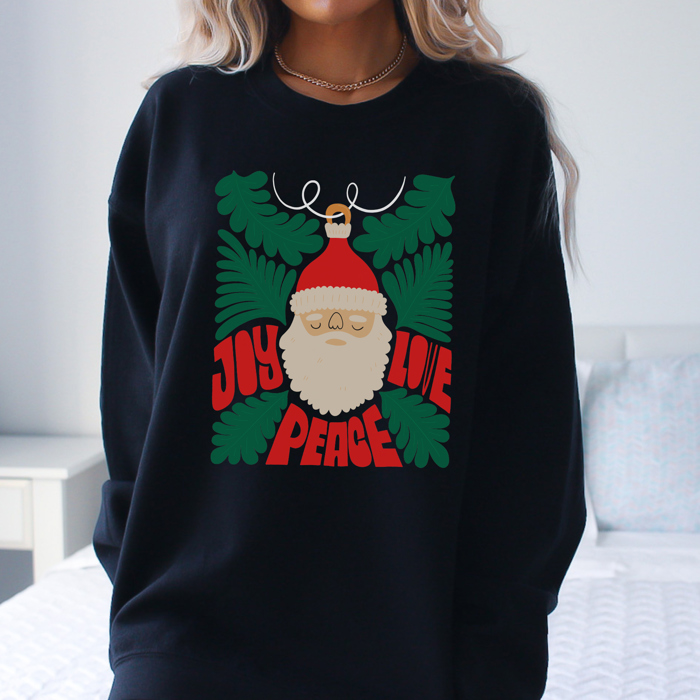 Peace Love Joy Santa Christmas Sweatshirt | Holiday Crewneck | Winter | 