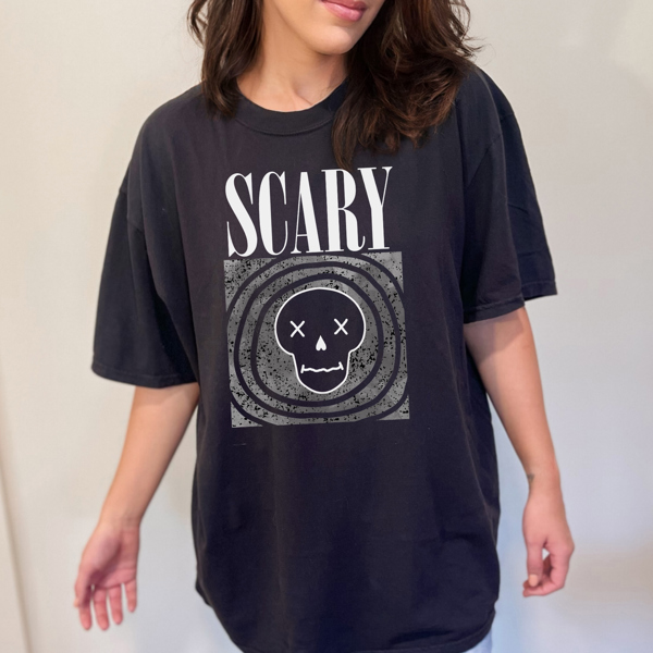 Scary Skeleton Tee | Halloween Shirt | Skull T-shirt | Black | Comfort Colors | Holiday