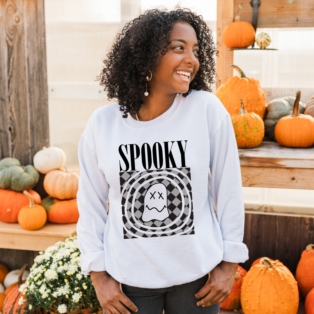 Spooky Ghost Crewneck Sweatshirt | Halloween Graphic | Holiday