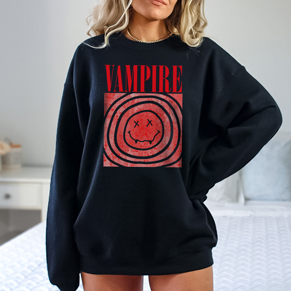 Vampire Crewneck Sweatshirt | Halloween | Holiday | Black | Red