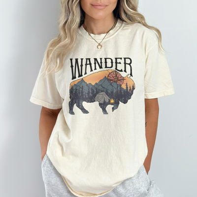 Wander Tee | Ivory Cream Shirt | Buffalo | Boho | Outdoors | Comfort Colors