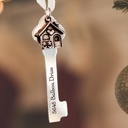  New Home Ornament Key and House-  Personalized Skeleton Key Shape