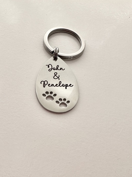 Pet Paw Engraved Keychain