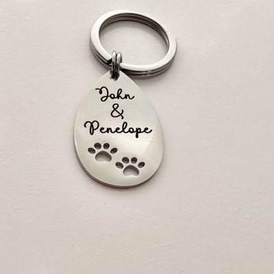 Pet Paw Engraved Keychain