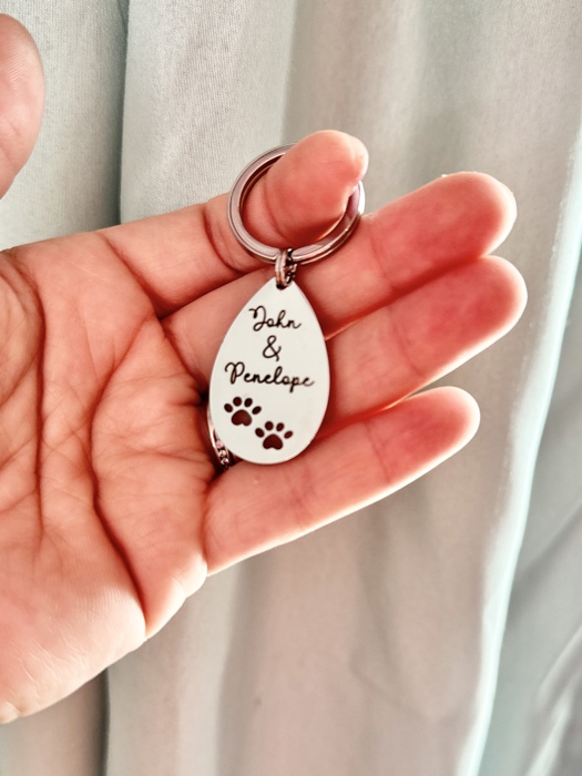 Pet Paw Engraved Keychain