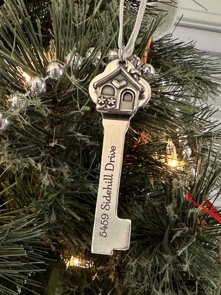 New Home Ornament Key and House-  Personalized Skeleton Key Shape