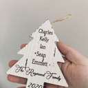  Personalized Family Tree Ornament, Whitewash Vintage Distressed