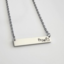  Handwriting silver steel bar necklace 