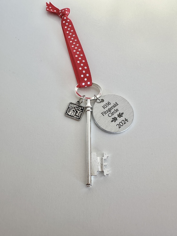 Personalized Address Key and House Charm Ornament