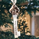  New Home Ornament Key and House-  Personalized Skeleton Key Shape