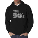 Black XXXXL 90S - Men's Word Art Hooded Sweatshirt