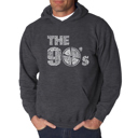 Gray Large 90S - Men's Word Art Hooded Sweatshirt