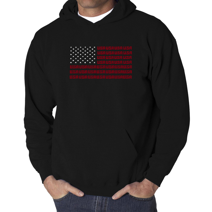 USA Flag - Men's Word Art Hooded Sweatshirt