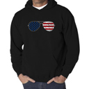Black XXL Americana Sunglasses - Men's Word Art Hooded Sweatshirt