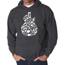 Gray XXXXL Music Notes Guitar - Men's Word Art Hooded Sweatshirt