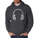 Gray Medium Music Note Headphones - Men's Word Art Hooded Sweatshirt