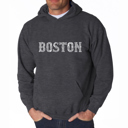 Gray Medium Boston Neighborhoods - Mens Word Art Hooded Sweatshirt