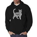 Black Medium Cat - Men's Word Art Hooded Sweatshirt