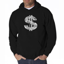 Black Medium Dollar Sign - Men's Word Art Hooded Sweatshirt