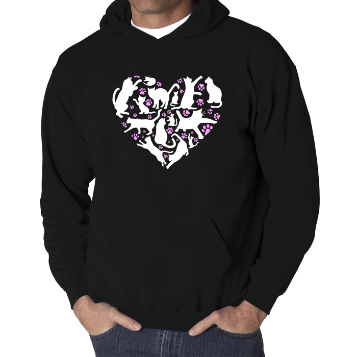 Cat Heart - Men's Word Art Hooded Sweatshirt