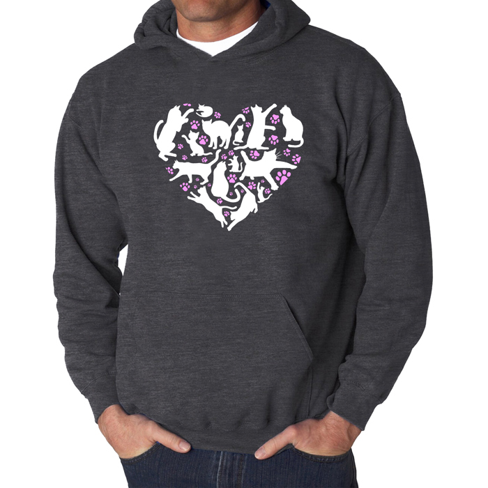 Cat Heart - Men's Word Art Hooded Sweatshirt