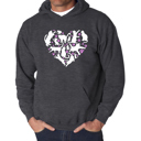 Gray Medium Cat Heart - Men's Word Art Hooded Sweatshirt