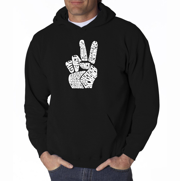 Peace Fingers - Mens Word Art Hooded Sweatshirt