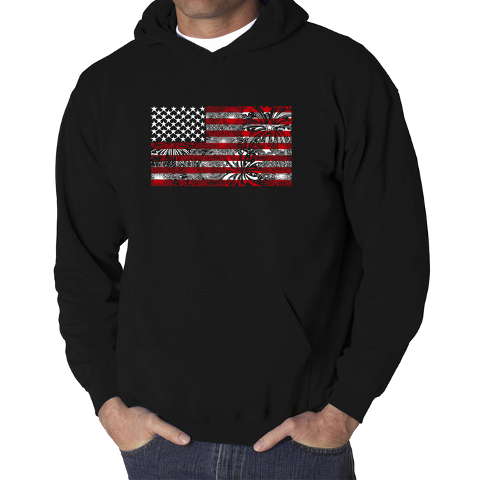 Fireworks American Flag - Men's Word Art Hooded Sweatshirt