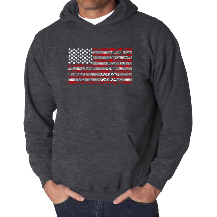 Fireworks American Flag - Men's Word Art Hooded Sweatshirt