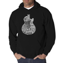Black XXXL Rock Guitar Head - Men's Word Art Hooded Sweatshirt