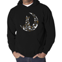 Black Large Cat Sitting On Moon - Men's Word Art Hooded Sweatshirt