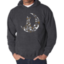 Gray XXL Cat Sitting On Moon - Men's Word Art Hooded Sweatshirt