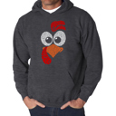 Gray XXXL Turkey Face - Men's Word Art Hooded Sweatshirt