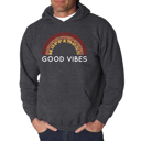 Gray XL Good Vibes - Men's Word Art Hooded Sweatshirt