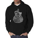 Black Small Languages Guitar - Men's Word Art Hooded Sweatshirt