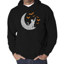 Black XXXXL Lunar Bats - Men's Word Art Hooded Sweatshirt