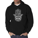 Black Medium Hamsa - Men's Word Art Hooded Sweatshirt